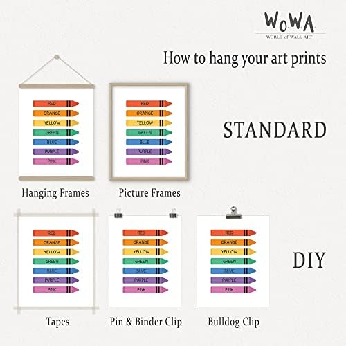 W.O.W.A - פוסטרים חינוכיים לפעוטות: סט פוסטרים של 6 חלקים של פוסטרים לעיצוב כיתות - צבעים, צורות,