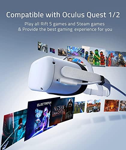 Chafon Oculus Quest 2 כבל קישור 16ft, כבל אוזניות VR תואם ל- Oculus/Meta Quest 2/1 ו- PC/Steam VR, USB 3.0 ל- USB