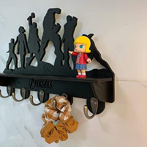 Deksu Avengers גיבורי על קיר רכוב על מחזיק מפתח עץ, מארגן חגורת בגדים וכובעים, קולבי ילדים, קולב