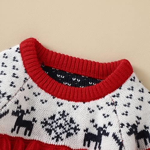 פעוט תינוקת תינוקת סוודר חג המולד שרוול ארוך שרוול חמים סוודר סווטשירט מעיל בגדי חג המולד אדומים