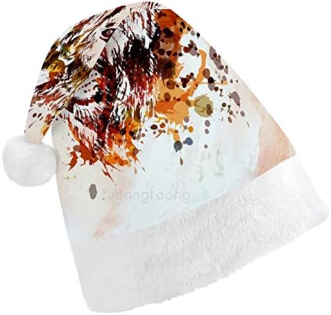 חג המולד סנטה כובע, ציור האריה חג המולד חג כובע למבוגרים, יוניסקס נוחות חג המולד כובעי לשנה