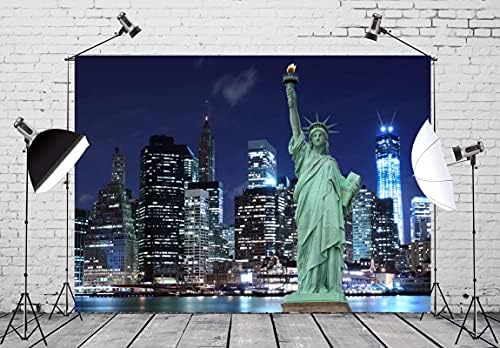 בד קורפוטו 9x6ft צילום תפאורת עירונית ניו יורק נמל נמל לילה תצוגה פסל של חירות פוסטר נוף לחתונה בות 'אבזרי