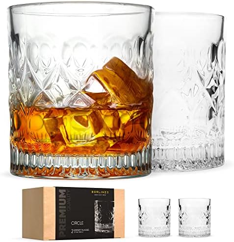 כוסות וויסקי מיושנות - כוסות סלעים בקופסת מתנה, סט זכוכית בורבון, כוסות זכוכית וסקוטש מיושנות לגברים, כוס וויסקי