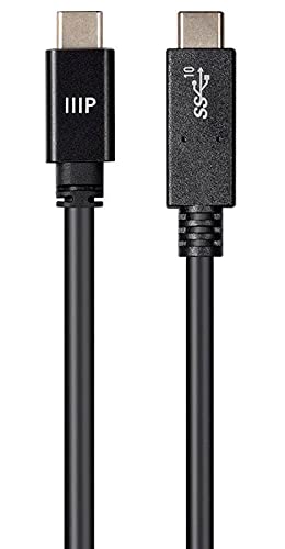 MONOPRICE USB C 3.2 כבל GEN2 - 1 מטר - שחור 10 ג'יגה -ביט לשנייה, 5A, סוג C, Ultra Compact, תואם ל-
