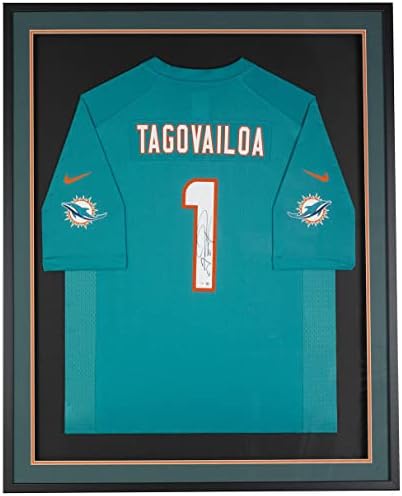 TUA TAGOVAILOA חתום TEAL ממוסגר נייקי מיאמי דולפינים גופית כדורגל קנאים - גופיות NFL עם חתימה