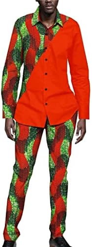 Dewufafa גברים אפריקאים בגדים מסורתיים הגדר דשיקי כפתור כלום חולצה חולצה חולצה עליון ותלבושות אימונית
