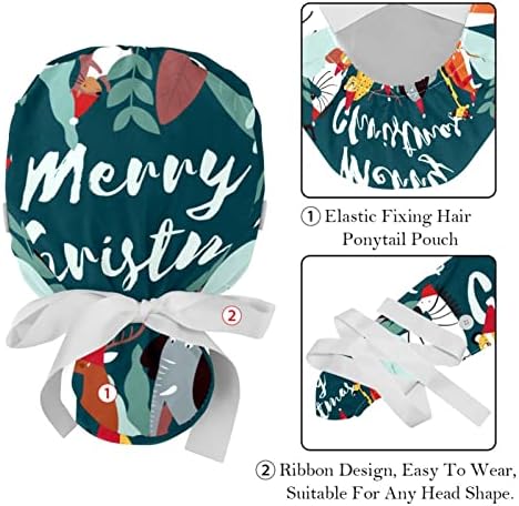 כובע עבודה עם כפתורים לנשים, דפוס שלג לחג המולד בחורף כותנה כותנה רצועת הזיעה
