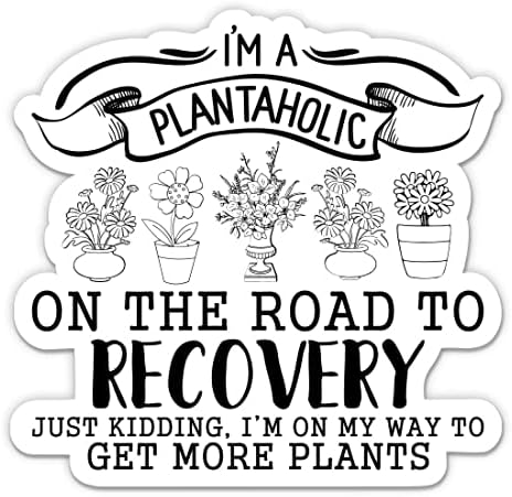 Plantaholic מצחיק אני אוהב מדבקת צמחים - מדבקת מחשב נייד 5 - ויניל אטום למים לרכב, טלפון, בקבוק