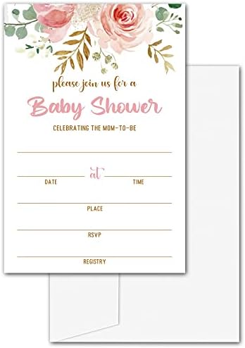 הזמנות למקלחת לתינוקות עם מעטפות - מילוי פרחוני בוהו הזמנות למגדר לחשוף את המסיבה/ הכרזת הריון