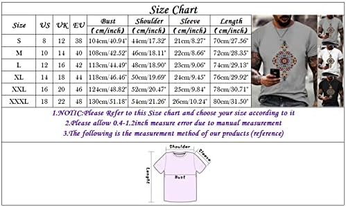 חולצות טריקו של שרוול קצר של XXBR Mens, קיץ 3D Boho הדפס צווארון צמרות