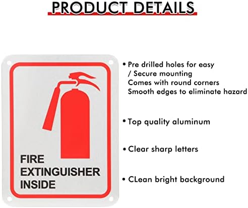 מטף כיבוי אש בתוך שלט, שלט בטיחות אש, 4x5 אינץ ', ללא חלודה .040 אלומיניום, עמיד דהייה, מקורה/בחוץ לדירה,