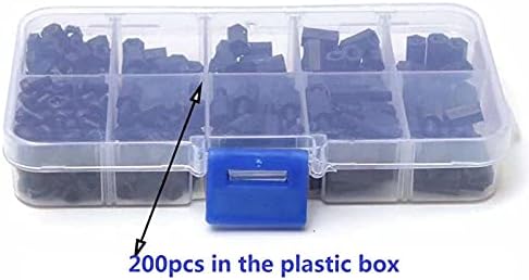 200 יחידות מ ' 3 ניילון משושה ברגים ואומים, פלסטיק הליכי האם אטמים, מתאים חם מעבר בין מחשב