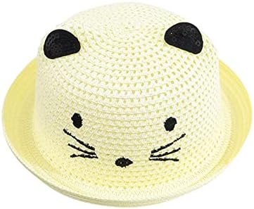 כובעי שמש קש לילדים מתאימים ולהתלקחות משיכה על כובעי קיץ של חוף חתול מצוירים כובעי דלי נוחים מתלקחים עבור