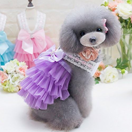 סלמאי טוטו חצאית לחיות מחמד חתונה שמלת עבור קטן כלב קשת קשר תחרה ראפלס נסיכת בנות חתול הלבשה להתלבש