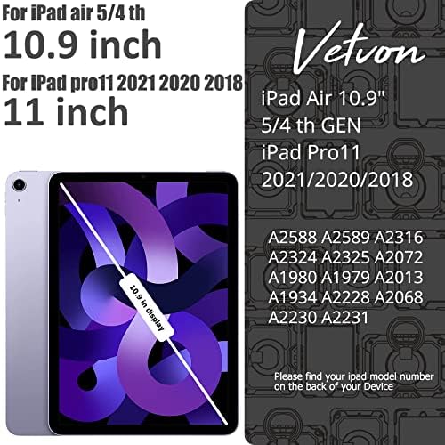Vetvon iPad Air Decation Decation Case - iPad Air Decureth Case, iPad Air 10.9 Case 2022/2020 עם מגן מסך 360 °