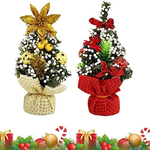 עץ חג המולד של Shypt מיני עץ חג המולד מלאכותי עם פירות יער לבנים וקישוטי נצנצים חג המולד שולחן