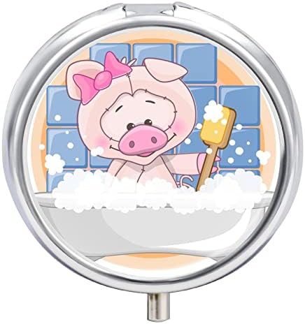 עגול גלולת מקרה חזיר אמבטיה גלולת תיבת מתכת רפואת מקרה הגלולה ארגונית עבור כיס ארנק ונסיעות 5 סנטימטר