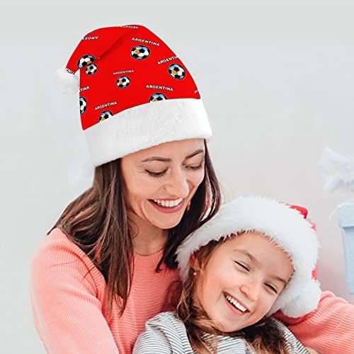 ארגנטינה כדורגל כדורגל מצחיק חג המולד כובע סנטה קלאוס כובעי קצר קטיפה עם לבן חפתים עבור חג המולד