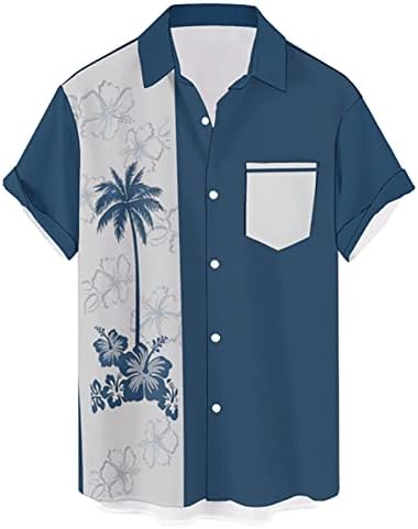 כפתור Qivicima במורד חולצות הוואי לגברים שרוול קצר חולצות באולינג בקיץ רגיל