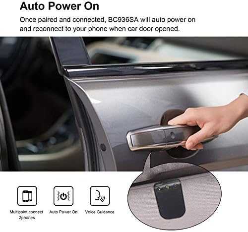 Sunieic Daberseoth Bluetooth רמקול טלפון לערכת מכוניות טלפון סלולרי, ידיים בחינם מתקשר ל- Bluetooth לרכב, הפעלה