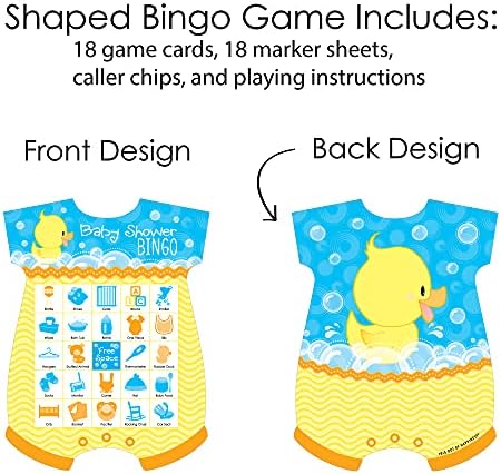 נקודה גדולה של אושר דאקי דאק-תמונה בינגו כרטיסים וסמנים - תינוק מקלחת בצורת בינגו משחק-סט של 18