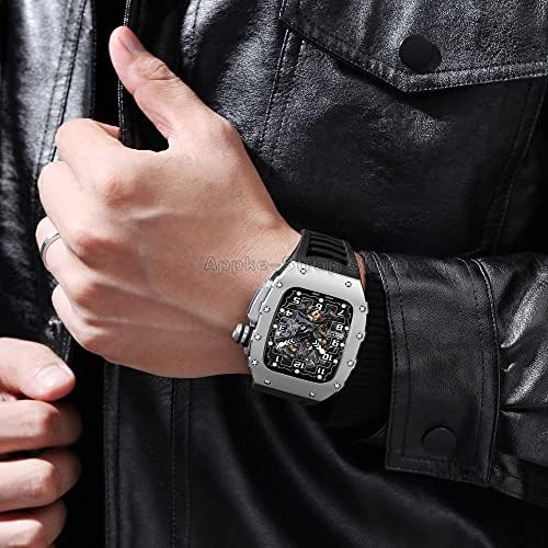 XDEWZ מארז מתכת יוקרה עבור Apple Watch 8 7 75 ממ ערכת ערכת אלומיניום סגסוגת סגסוגת גומי ספורט IWatch 6 5
