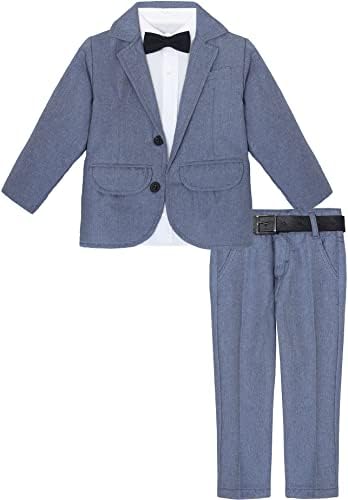לילקס בנים חליפה רשמית מכנסיים 5 חלקים, עניבת פרפר וחגורה סט חליפות לבוש