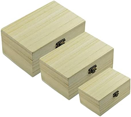 205 3 יחידות עץ תיבת תכשיטי תיבת בציר עץ קרפט תיבת עץ דקורטיבי קופסות עבור עשה זאת בעצמך קרפט ארגונית תיבת תכשיטי
