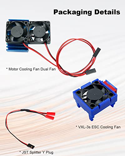VXL-3S ESC מאוורר קירור ומאוורר מנוע תואם עם Traxxas Slash 4x4 Stampede 4x4 Rustler 4x4, כחול