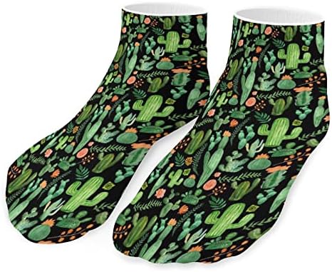 קקטוס ירוק מצחיק גרבי קרסול גרביים אתלטים ללא מופע מרופדים לגברים נשים