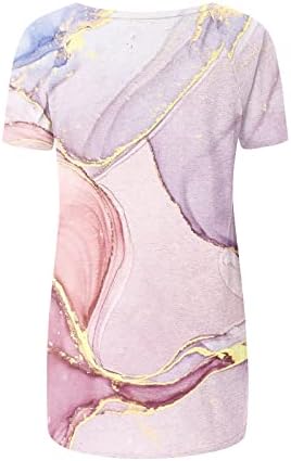 צמרות הדפס לנשים 2023 טוניקת שרוול קצר של קיץ צמרות טוניקה Y2K עניבה אופנתית חולצה חולצה רופפת חולצה