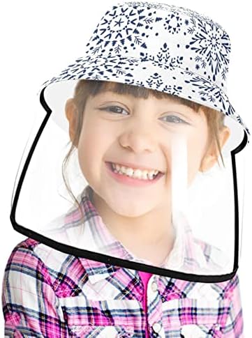 כובע מגן למבוגרים עם מגן פנים, כובע דייג כובע אנטי שמש, פתית שלג כחול נייבי