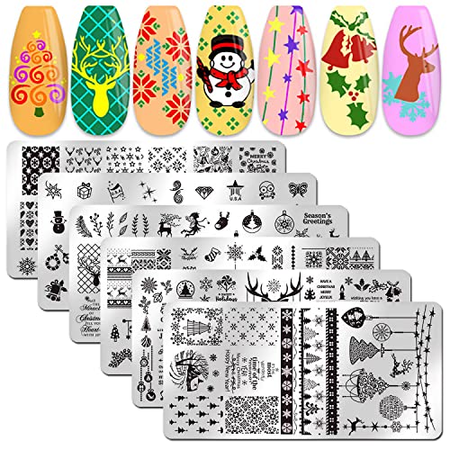 תבניות חותמת חותמת חותמת חותמת ווקוטו 6 יחידים מוגדרים עם עיצוב חג המולד עיצוב ציפורניים.