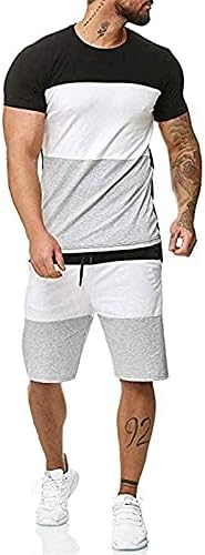 Sinzelimin 2021 חליפת ספורט לגברים קיץ 2 חלקים סט של שרוול קצר חולצות T ותלבושת מכנסיים קצרים ספורטיבי