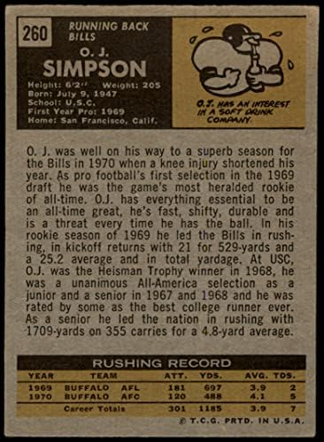1971 Topps 260 O.J. שטרות סימפסון באפלו VG+ שטרות