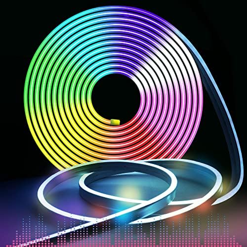 רצועת אור ניאון 16.4 רגל/5 מ 'עם סינכרון מוסיקה ושלט רחוק, אור חבל לד גמיש ורב צבעים עם 540 נוריות