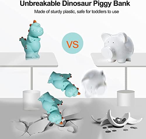 DBPBTOU דינוזאור בנק פיגי לילדים, תיבת כסף קריקטורה יצירתית לבנות ולבנים, צנצנת כסף דינו עשויה מחומר