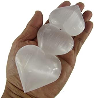 מעגל 3 חתיכות לבבות סלניט לבנים, בגודל 2 אינץ ', עבור WICCA, רייקי, ריפוי, מטאפיזי, צ'אקרה, אנרגיה