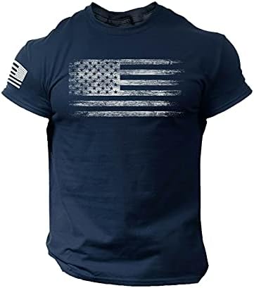 חולצות טריקו פטריוטיות של XXBR לגברים, 4 ביולי דגל אמריקה דגל רזה כושר טי חולצת טי קרוואק רטרו שרוול קצר