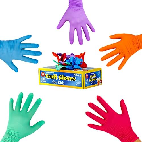 מוצרי היגלוס כפפות מלאכה לילדים-ללא לטקס ניטריל הגן על הידיים שלך-שימושים מרובים-חד פעמי-5 צבעים מגוונים-100