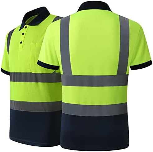 Hataunki 2 חבילה הרפרת רטרו השתקפות בטיחות צהובה-כחול-בטיחות חולצת פולו, עבודות בנייה בעלות נראות גבוהה