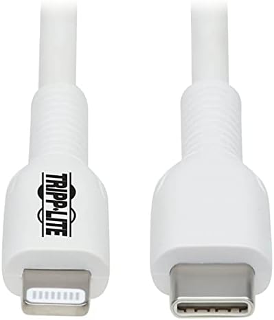 טריפ לייט בטוח-IT USB-C לכבל טעינה ברק, הגנה על כיתה בבית חולים, מוסמך MFI, לבן, 6.6 רגל / 2 מטר, אחריות