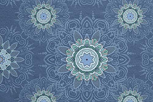 Ambesonne Blue Mandala Yoga Matel Coolel, מוטיבים עגולים מסובכים חוזרים ונשנים איור בהשראת פרחים, כיסוי