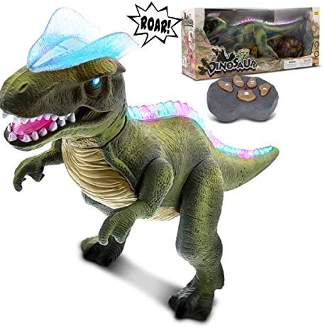 אור שלט רחוק מציאותי גדול צעצוע דינוזאור טי-רקס דינו הליכה ושואג. טירנוזאורוס רקס רובוט שזז, ללכת