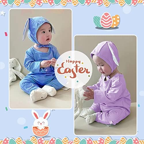 Xifamniy תלבושות פסחא תינוקות בנות בנות ארנב רומפר סרבל סרבל יילוד עם כובע ארנב