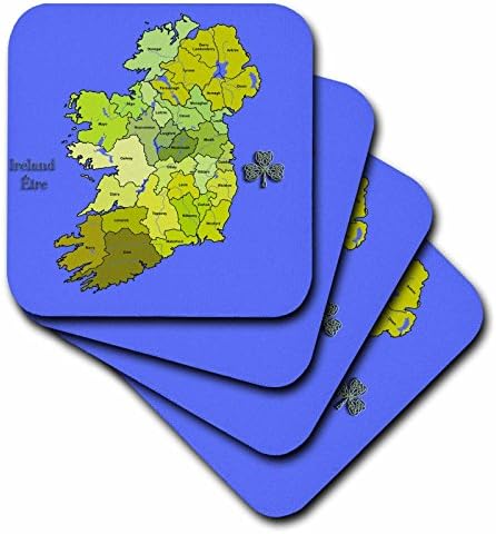 3DROSE CST_110030_2 מפה ירוקה צבעונית של כל אירלנד, הרפובליקה האירית וצפון אירלנד עם כל המחוזות