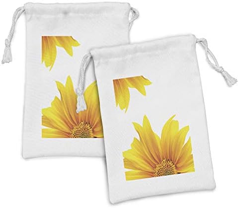 סט כיס בדים צהוב לונא -נדיב סט של 2, עיצוב פרחי שמש פורח מודרני בהשראת קיץ פרחוני מודרני הדפס