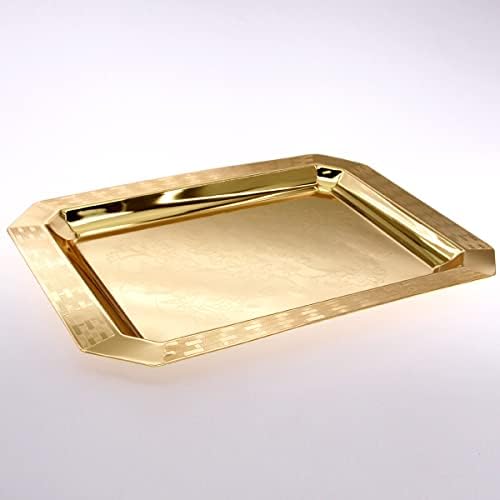 MARO MEGASTORE 14 אינץ 'x 9.8 אינץ' מברזל מתומן הגשת זהב הגשת מגש קצה דפוס רצפה חרוט חתונה דקורטיבית