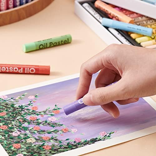 סט פסטלי שמן של KACO KALOR, 24 צבעים תוססים פסטלים רכים עפרונות שמן לאמנים מספקים ערכת ציור לציור