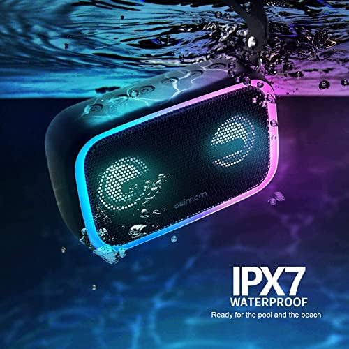 ASIMOM IPX7 רמקולים Bluetooth אטומים למים, בס 28 וואט רם, אור LED מונע פעימה באוזניים אוזניות